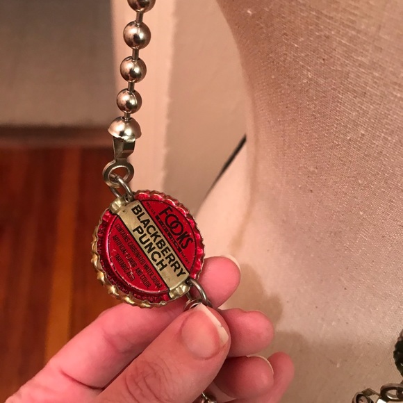 Necklace/belt.  Antique bottle caps & Swvski cryst - Picture 8 of 8